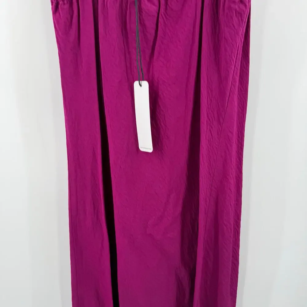 SELF CONTRAST Dress Women’s Size Medium NWT Norah Midi Slip Magenta Drape Neck